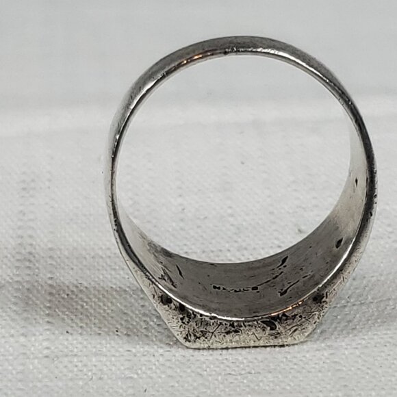 Large Silver 925 Mexico Design Stamped Ring Sz 26mm US 12 - Picture 6 of 12